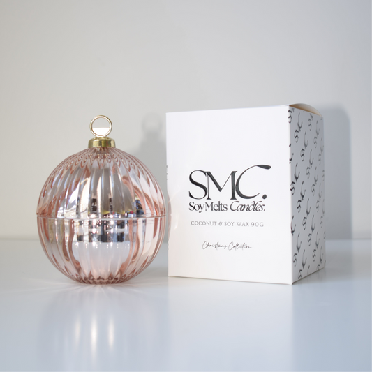 Rose Gold Fireplace Bauble Candle 90g