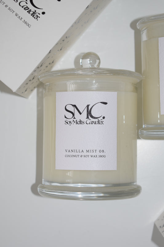 Vanilla Mist 08. Candle 380g - Vanilla, Tonka Bean, Orchid & Brown Sugar