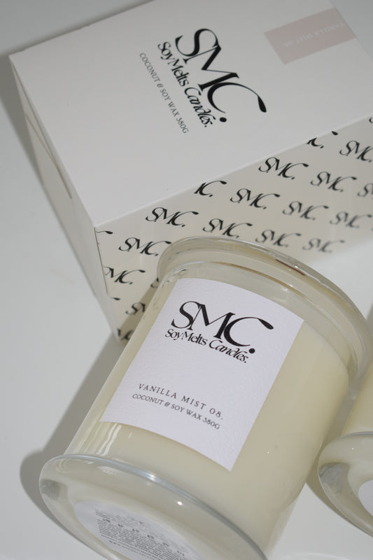 Vanilla Mist 08. Candle 380g - Vanilla, Tonka Bean, Orchid & Brown Sugar